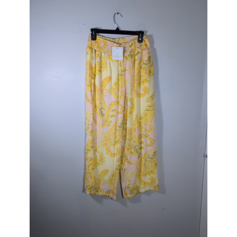 Sharagano Wide Leg Palazzo Pants PS Colorful Stretch Tropical Beach Cruise